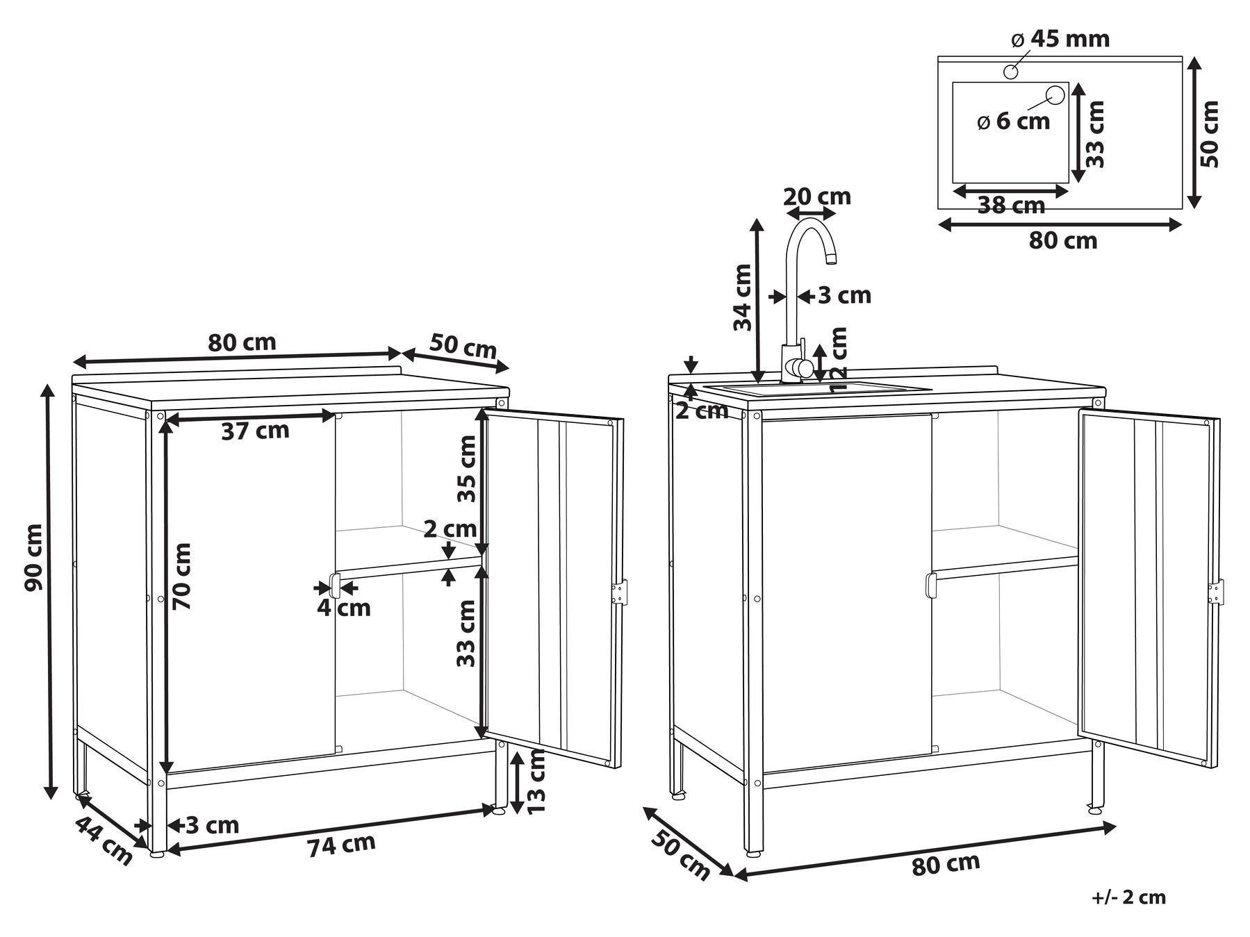 Садовый кухонный шкаф из 2 частей с раковиной, синий VILAMA_974230 Садовый кухонный шкаф из 2 частей с раковиной, синий VILAMA_974230