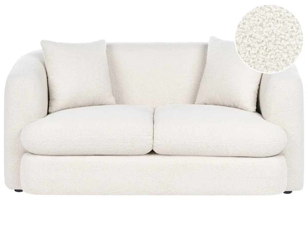 Sofa dla 2 osób HUSBY Boucle Złamana biel