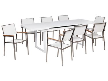 8 Seater Aluminium Garden Dining Set White VALCANETTO/GROSSETO