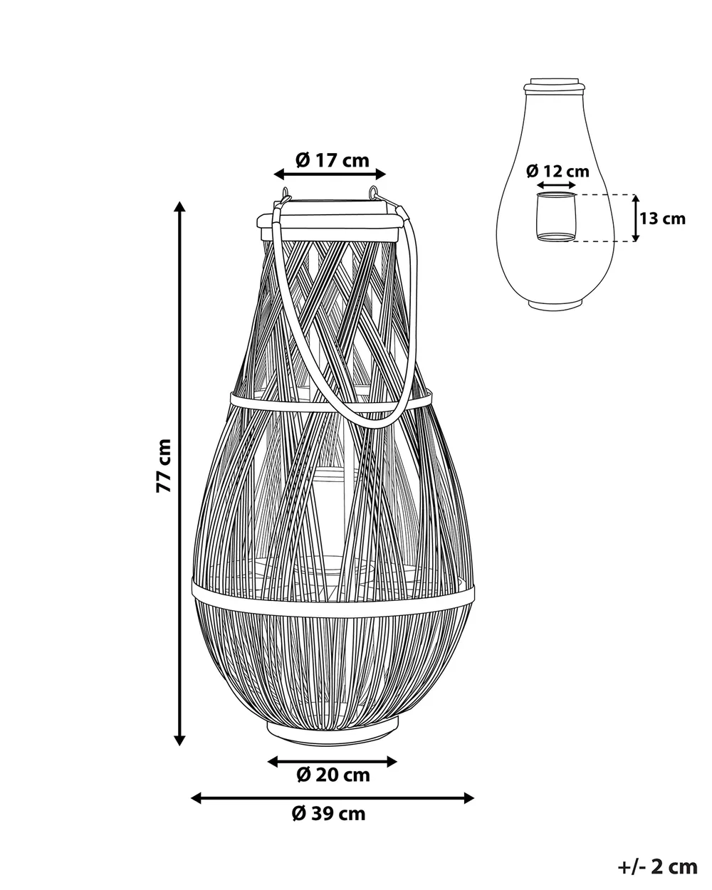 Lantern TONGA 77 cm Bamboo Natural_785663