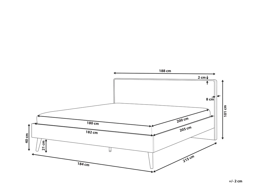 Bed with LED SERRIS 180 x 200 cm (EU Super King) Light Brown_748575