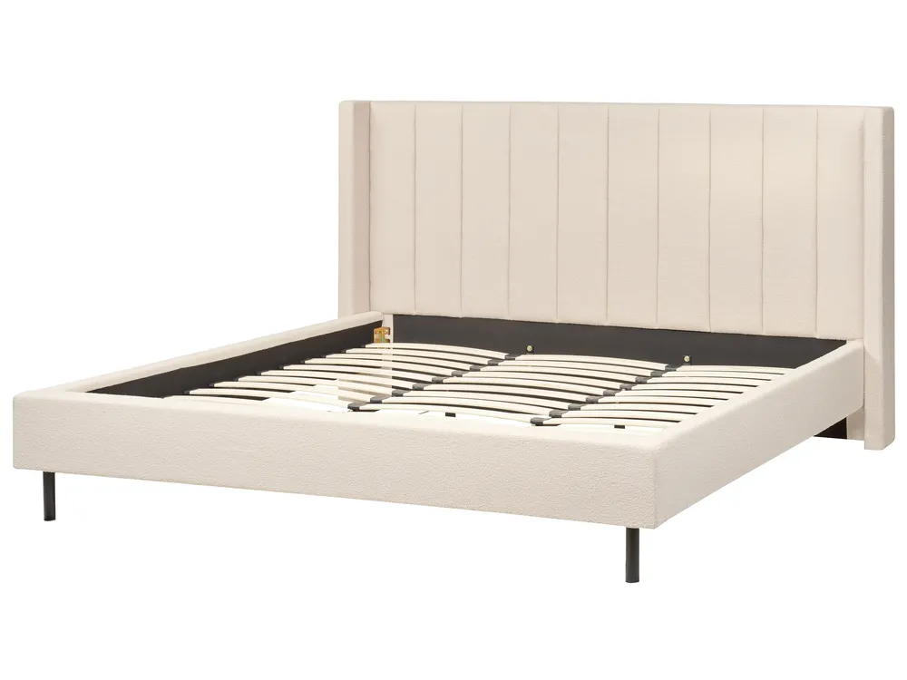 Bed Boucle VILLETTE 180 x 200 cm (EU Super King) Beige_882694