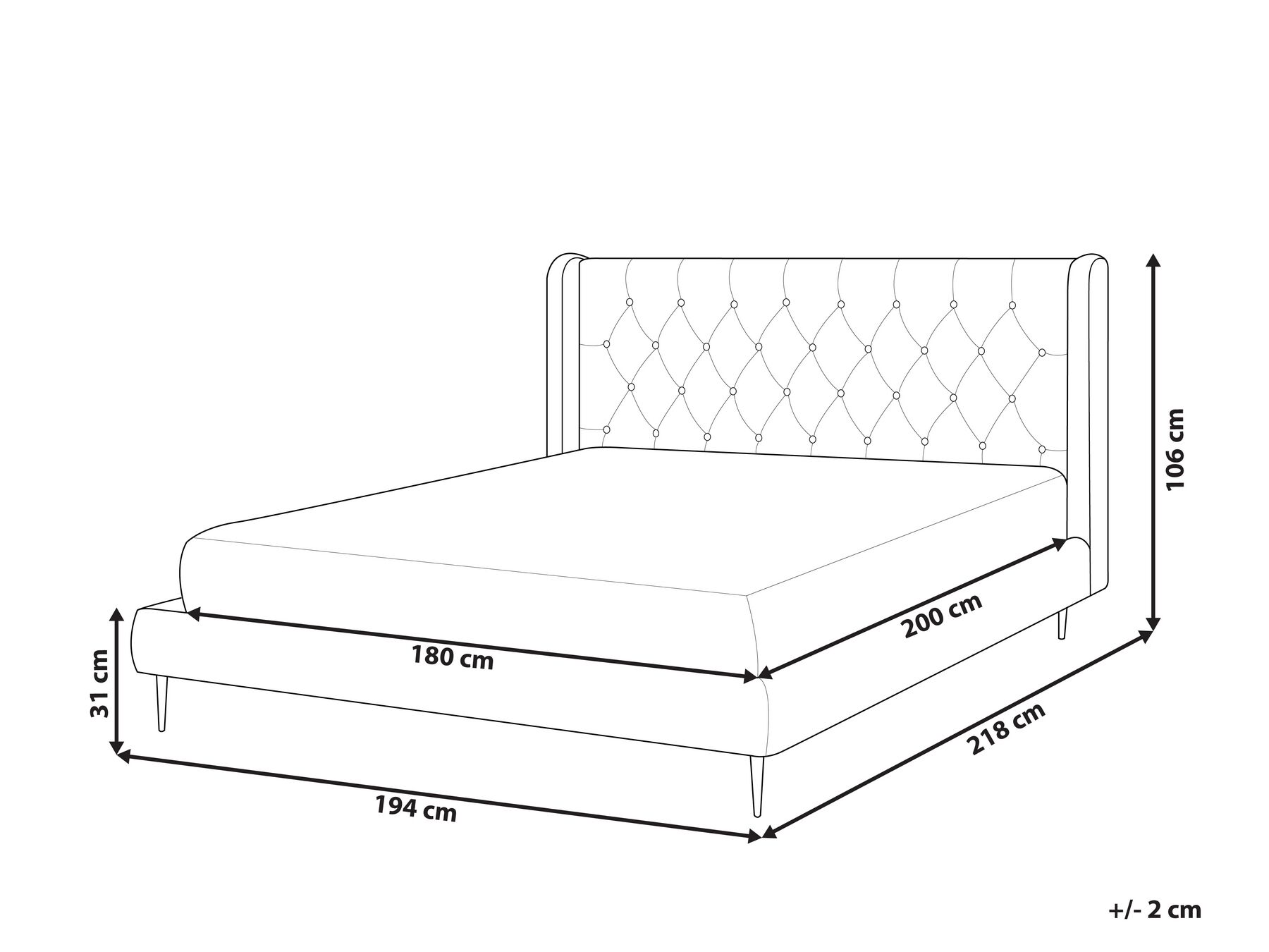 Bed Velvet FORBACH 180 x 200 cm (EU Super King) Grey_819176