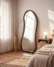 Wall Mirror ASPET 85 cm 180 cm Paulownia Wood Brown_1113410