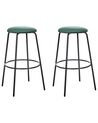 Lot de 2 chaises de bar en velours vert émeraude MORTON_914005