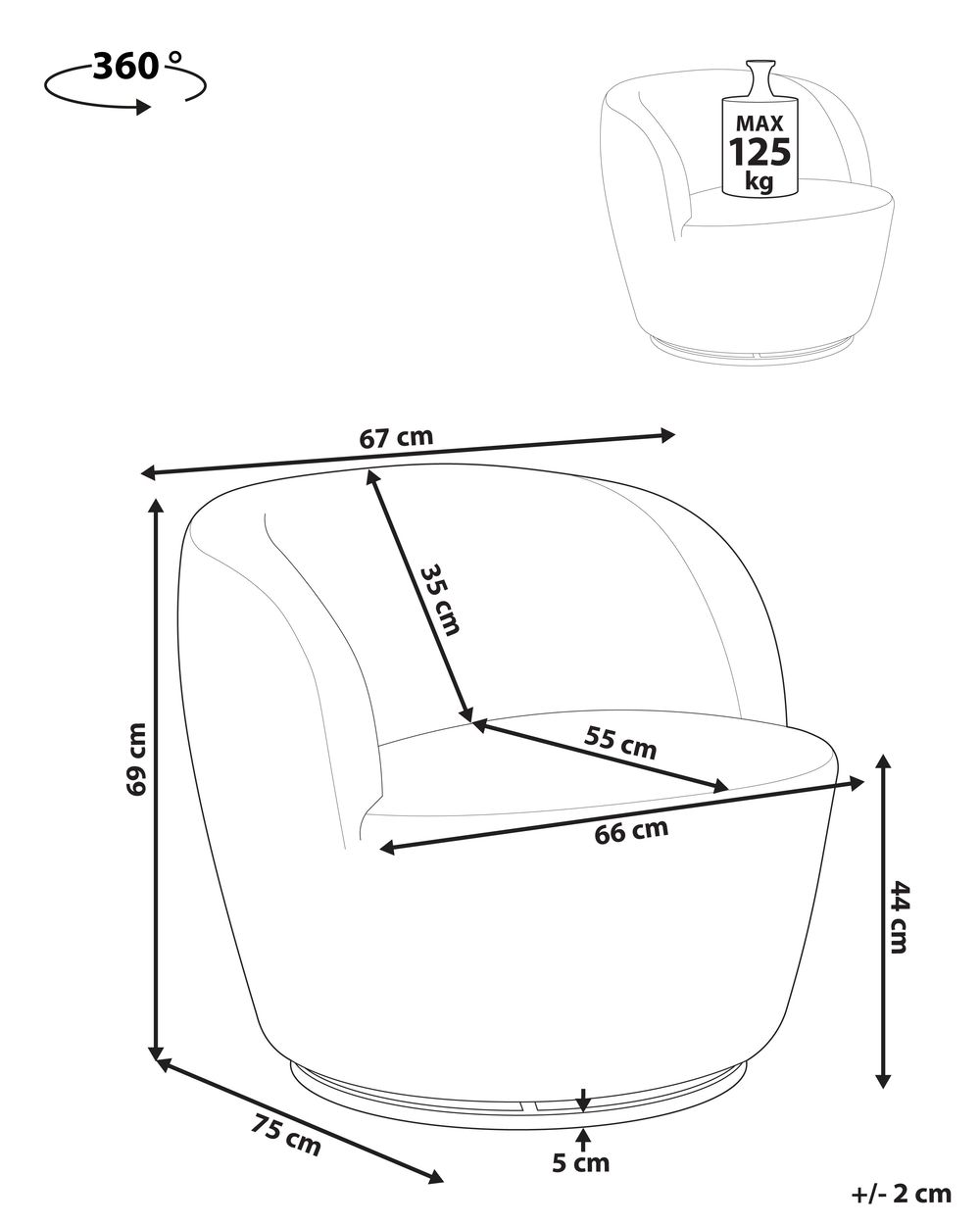 Swivel Armchair KUOLPA Chenille Off-White
