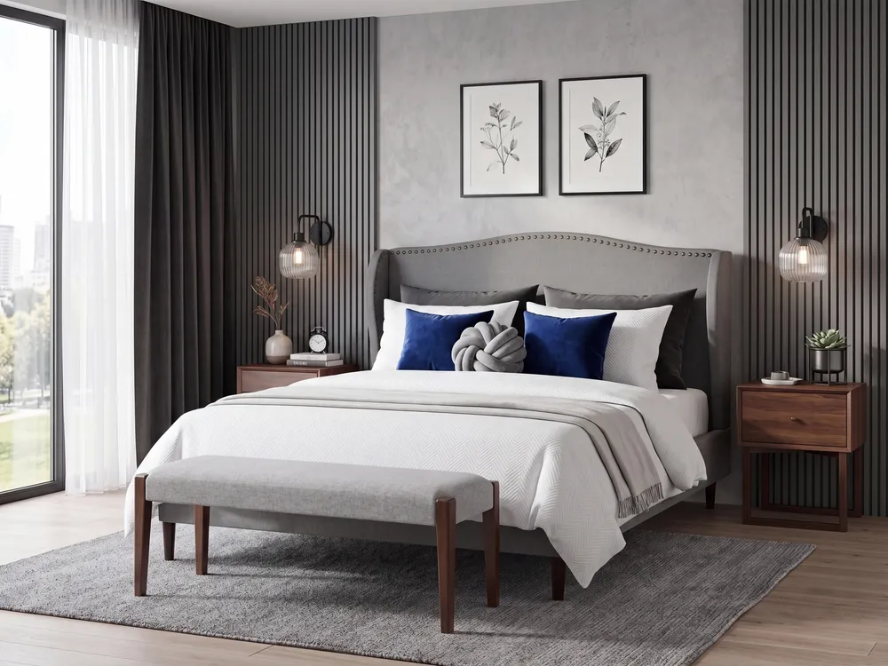 Bed Fabric COLMAR 160 x 200 cm (EU King Size) Grey_1145832