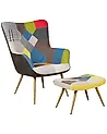 Wingback Chair VEJLE with Footstool Fabric Multicolour