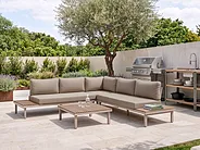 Garden Corner Sofa with Table 5 Seater FIVIZZANO Acacia Wood Beige_1159258