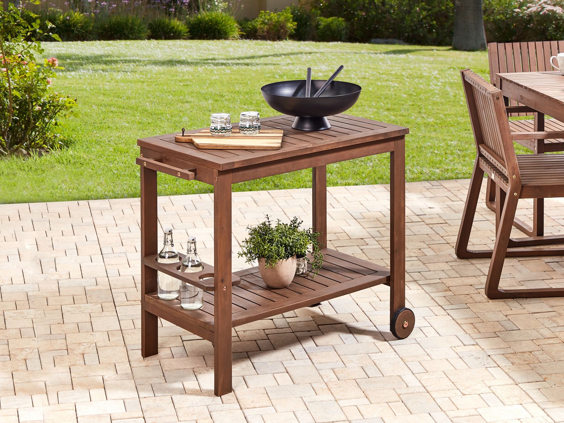 Acacia Wood Garden Drinks Trolley Dark SASSARI_921190