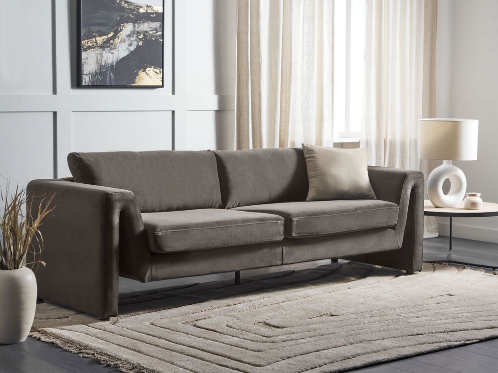 Sofa dla 3 osób MAUNU Welur Grafitowy