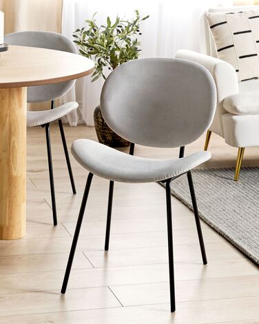 Set of 2 Velvet Dining Chairs Light Grey LUANA