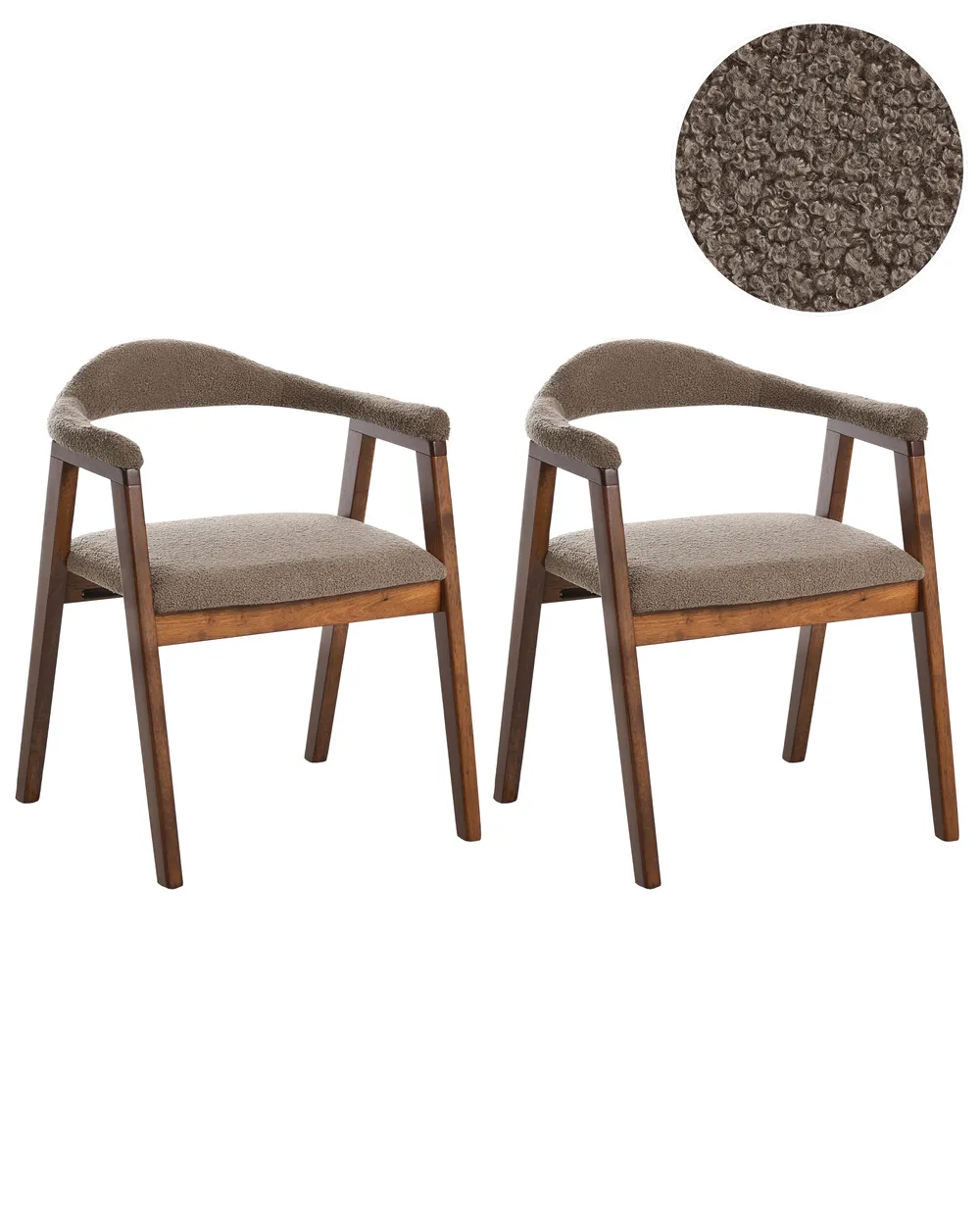 Set of 2 Dining Chairs ONECO Wood Brown/ Taupe