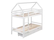 Bunk Bed with Drawers TERNAS Pine Wood White 90 x 200 cm (EU Single) with Storage_988834