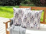 Set di 2 cuscini da esterno TORRETTA Trama di piante 45 x 45 cm Bianco sporco_1183470