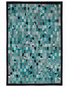 Tapis en cuir bleu turquoise et gris 140 x 200 cm NIKFER_758307