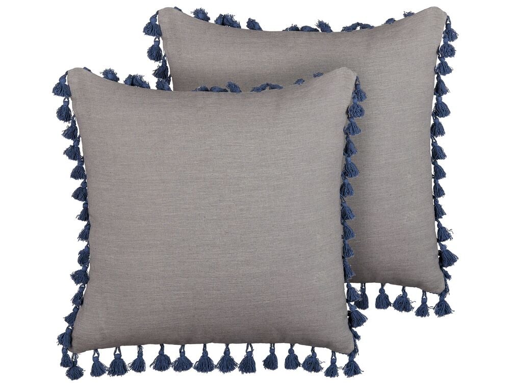 Lot de 2 coussins décoratifs CARPINUS 45 x 45 cm Lin Gris Unicolore