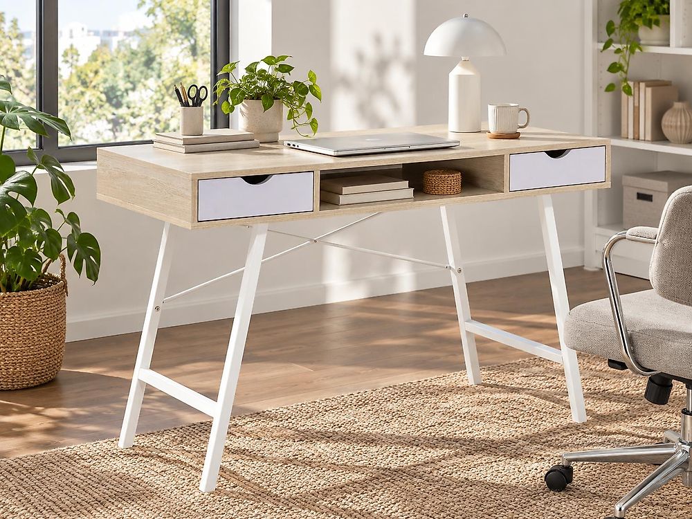 Scrivania CLARITA 120 cm x 48 cm con Cassetti Marrone chiaro