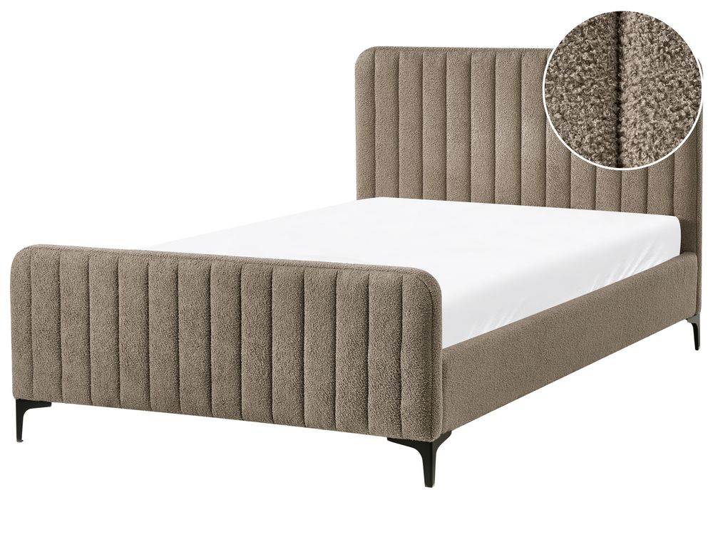 Bett mit Lattenrost Bouclé LUNAN 120 x 200 cm Taupe