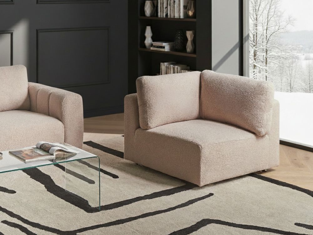 Eckmodul KIVVIK Bouclé Beige rechtsseitig