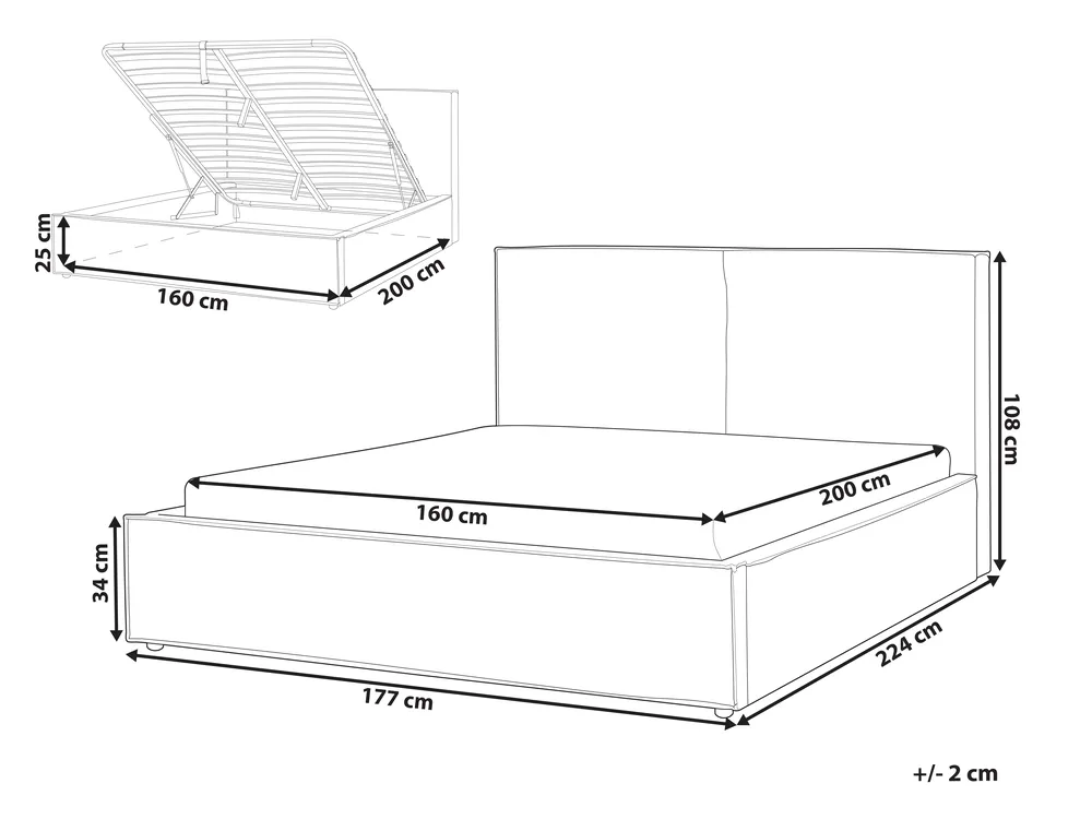 Letto contenitore MOISSAC Bouclé Bianco sporco 160 x 200 cm_928797