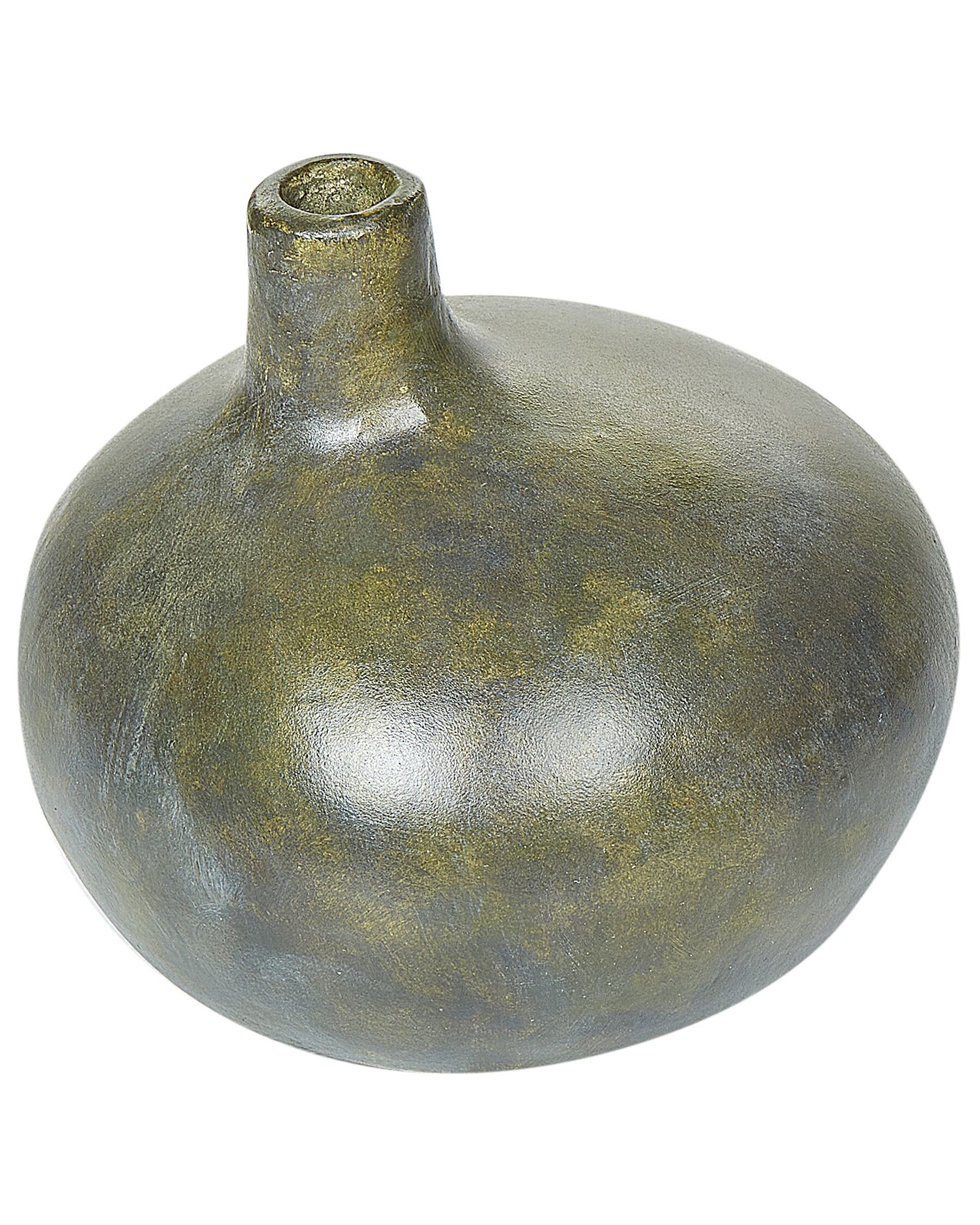 Vaso decorativo em terracota cinzenta e dourada 18 cm KLANG_893529