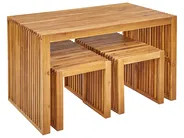 Garden Dining Set with Stools 4 Seater BELLANO Acacia Wood Brown_922118