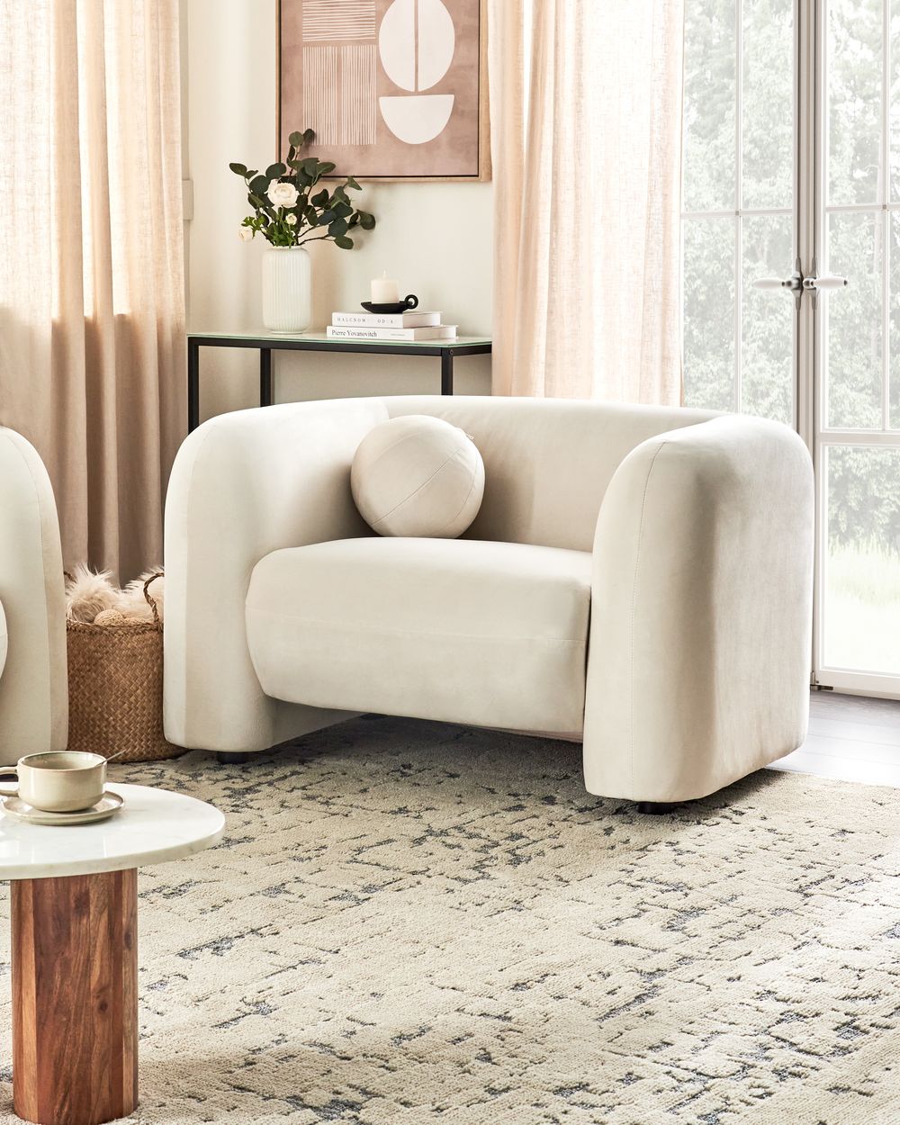 off white armchair