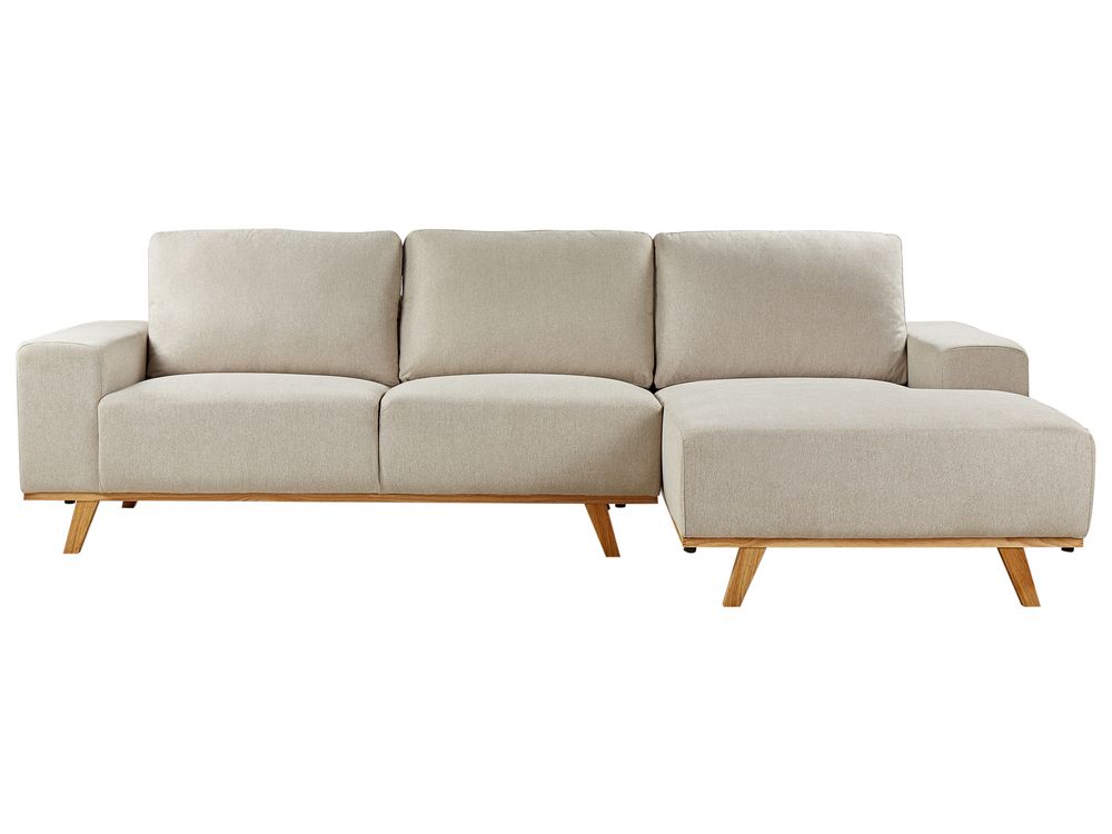 Canapé d'angle 3 places NORA Tissu Beige clair Côté gauche