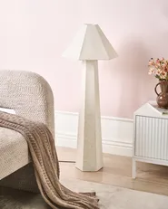 Floor Lamp DEMBI Faux Linen Light Beige_1017142