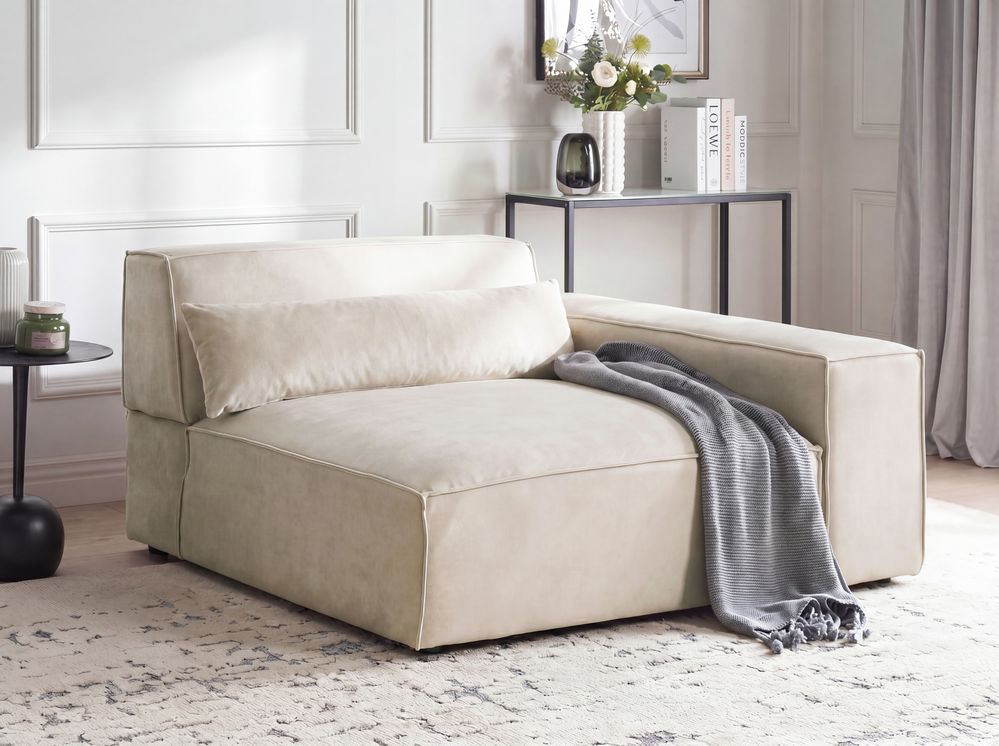 Corner Seat HELLNAR Velvet Light Beige Left Hand