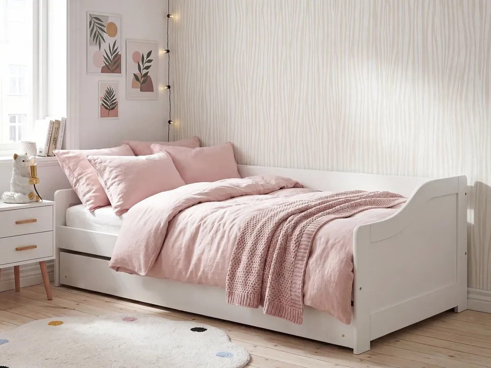 Trundle Bed Pine Wood LUNERAY 90 x 200 cm (EU Single) White_1082516