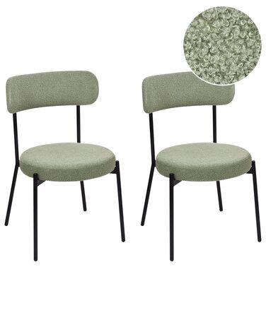 Set of 2 Dining Boucle Chairs Light Green ALLISON