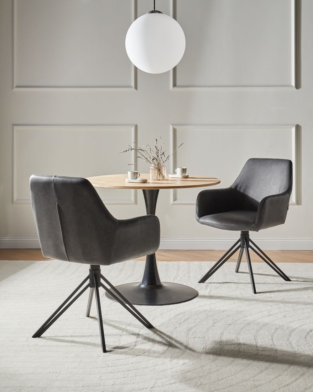 Lot de 2 chaises de salle à manger SANSARC Cuir PU Noir