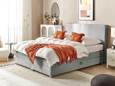 Fabric EU Super King Divan Bed Light Grey MINISTER