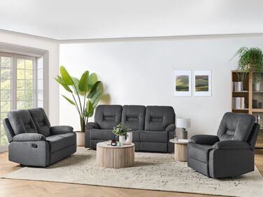 Fabric Manual Recliner Living Room Set Grey BERGEN II