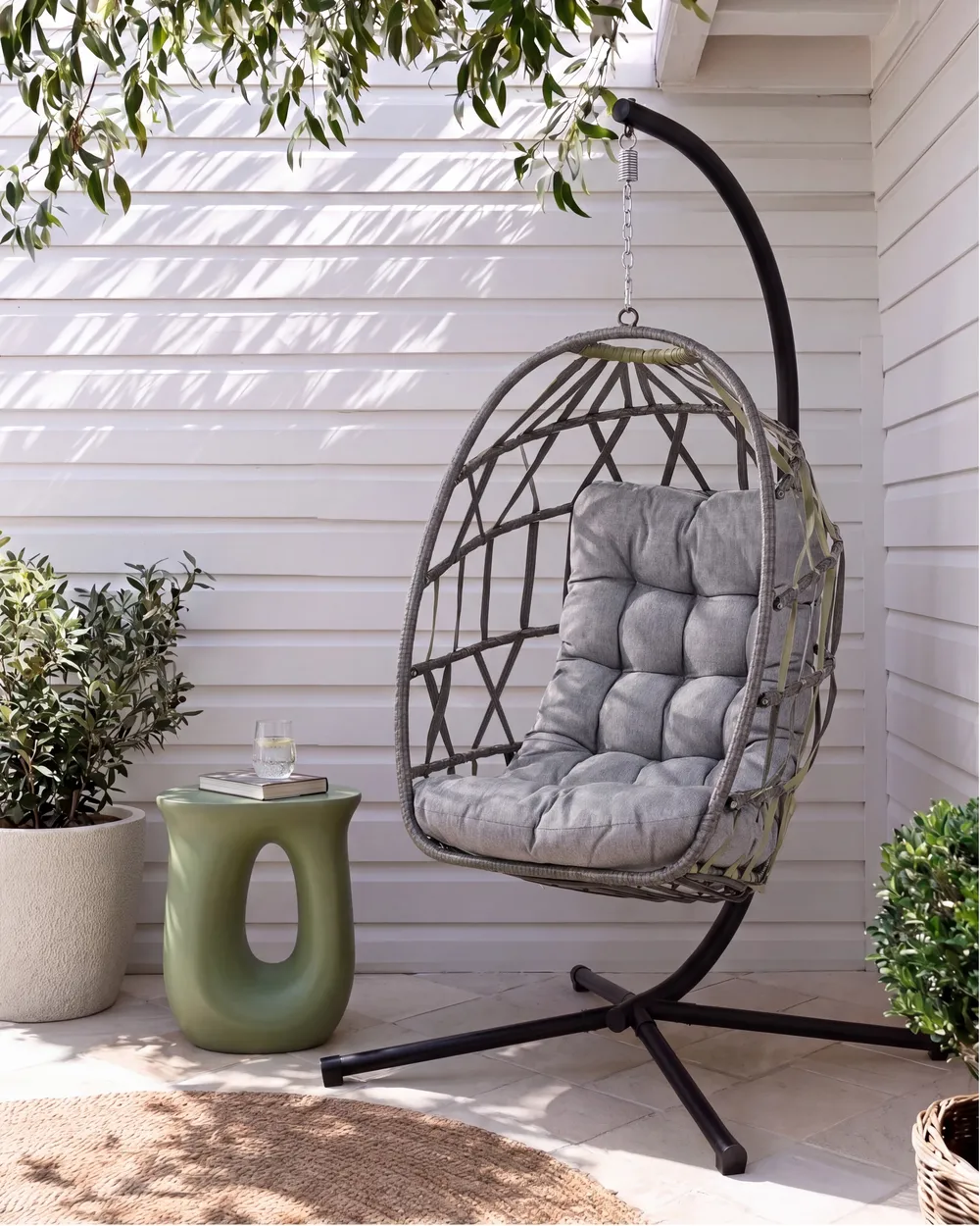 Hanging Chair with Stand GODRANO Metal Grey