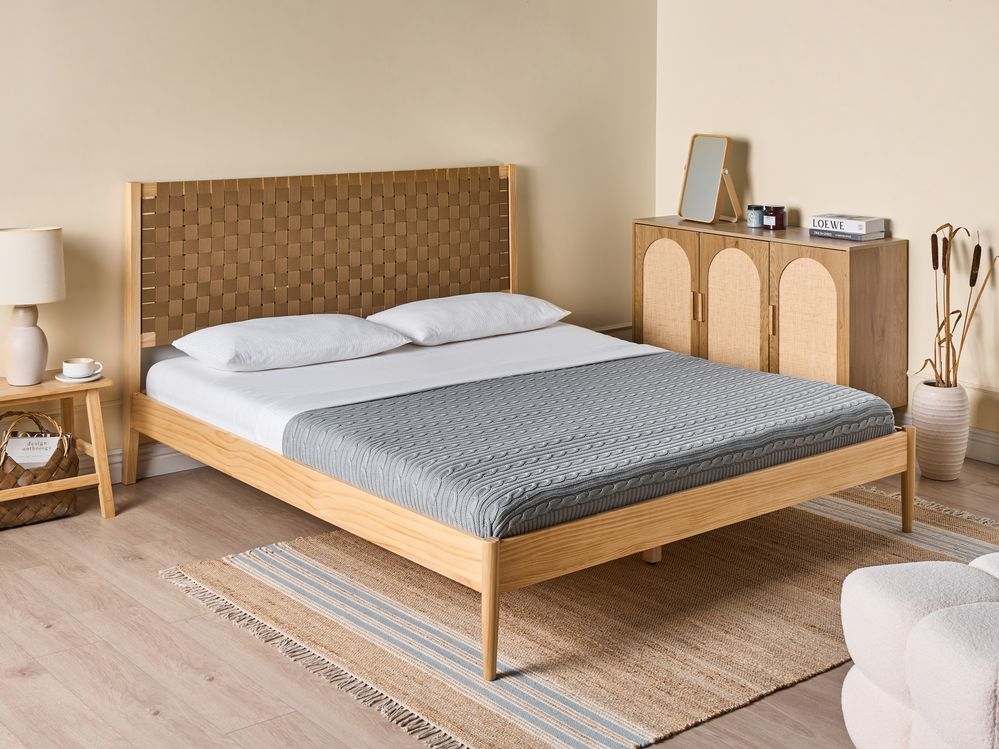 Bed Pine Wood BRUNEMONT 180 x 200 cm (EU Super King) Light Brown