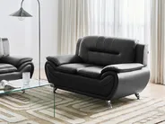 Sofa 2 Seater LEIRA Faux Leather Black_1058525