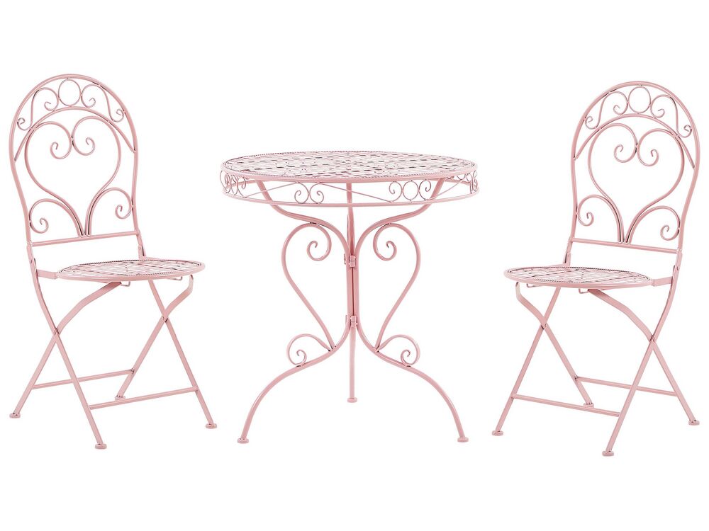 Bistro sada Skládací ALBINIA Kov Růžová