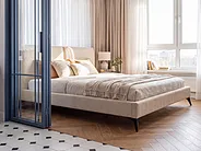 Bed Boucle MELLE 160 x 200 cm (EU King Size) Beige_1151007