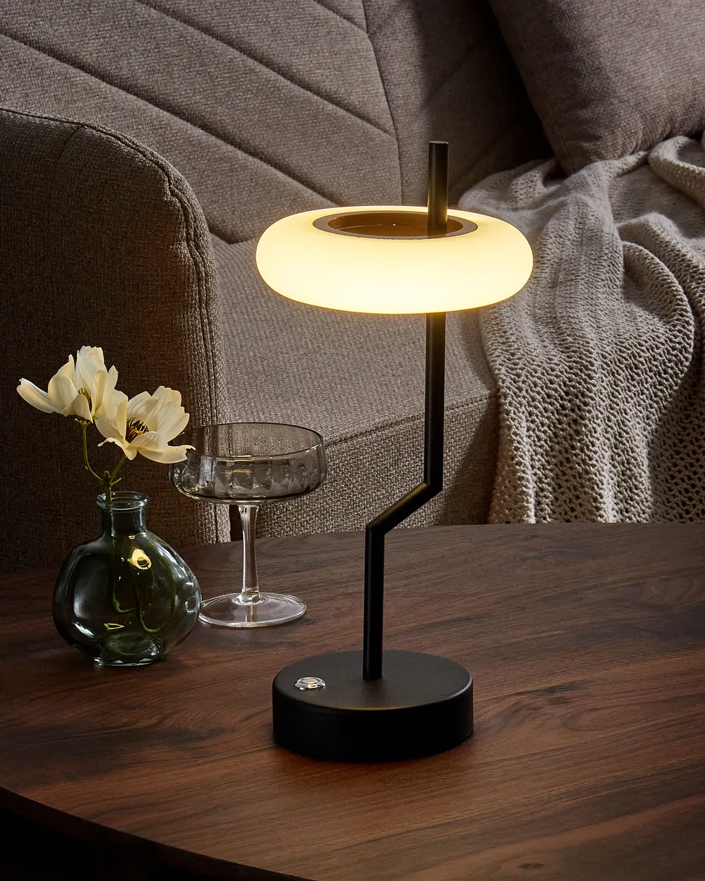 Wireless LED Table Lamp ALVIELA with Dimmer Metal Black_940343