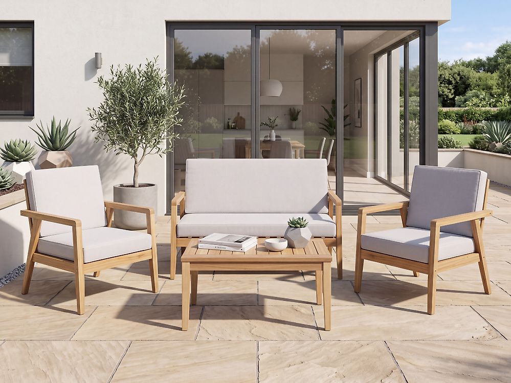 Loungeset met tafel 4-zits PALLANO Acaciahout Taupe