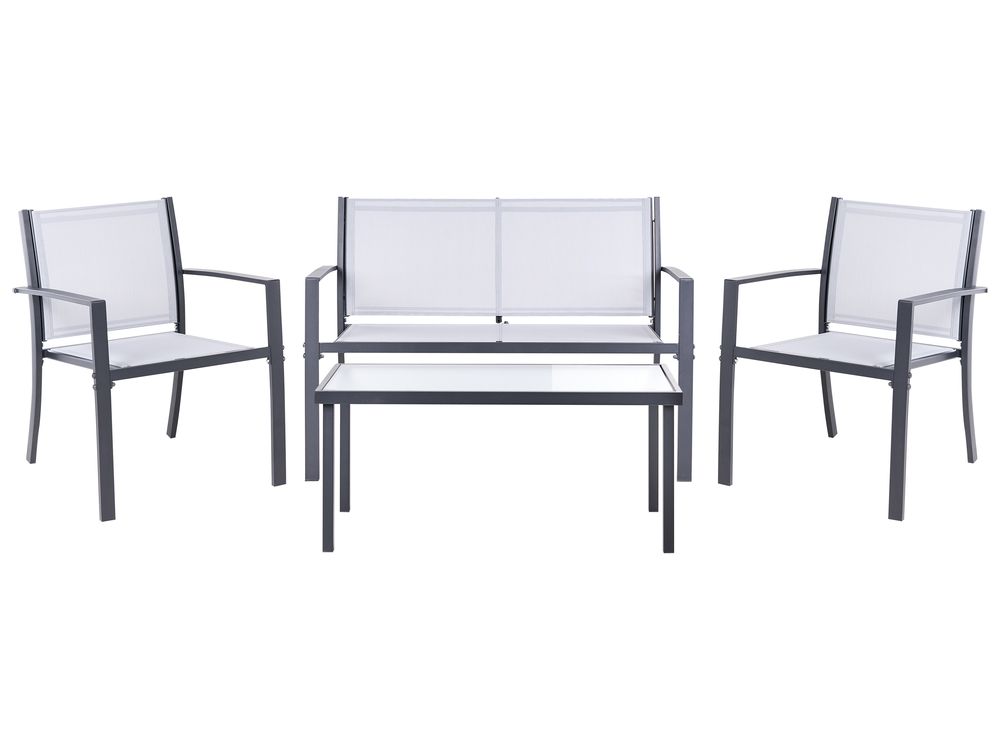 Garden Lounge Set with Table 4 Seater TAVOLETO Metal Grey