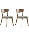 Set of 2 Dining Chairs HOLLY Wood Dark Brown/ Green