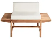 Garden Bench with Cushion GIAVENO 135 cm Acacia Wood Off-White_958637