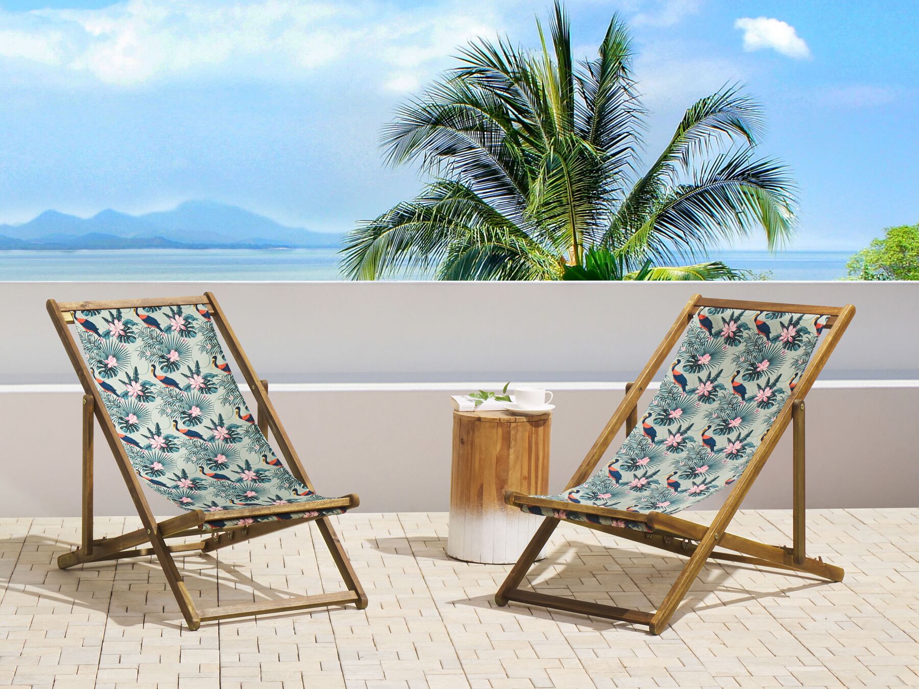 Set of 2 Sun Lounger Replacement Fabrics Pelican Pattern ANZIO/AVELLINO_819895