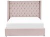 Zamatová posteľ s úložným priestorom 180 x 200 cm ružová LUBBON_833880