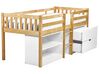 Wooden Kids Mid Sleeper Bed with Storage EU Single Size Light Wood SUSVILLE_935469