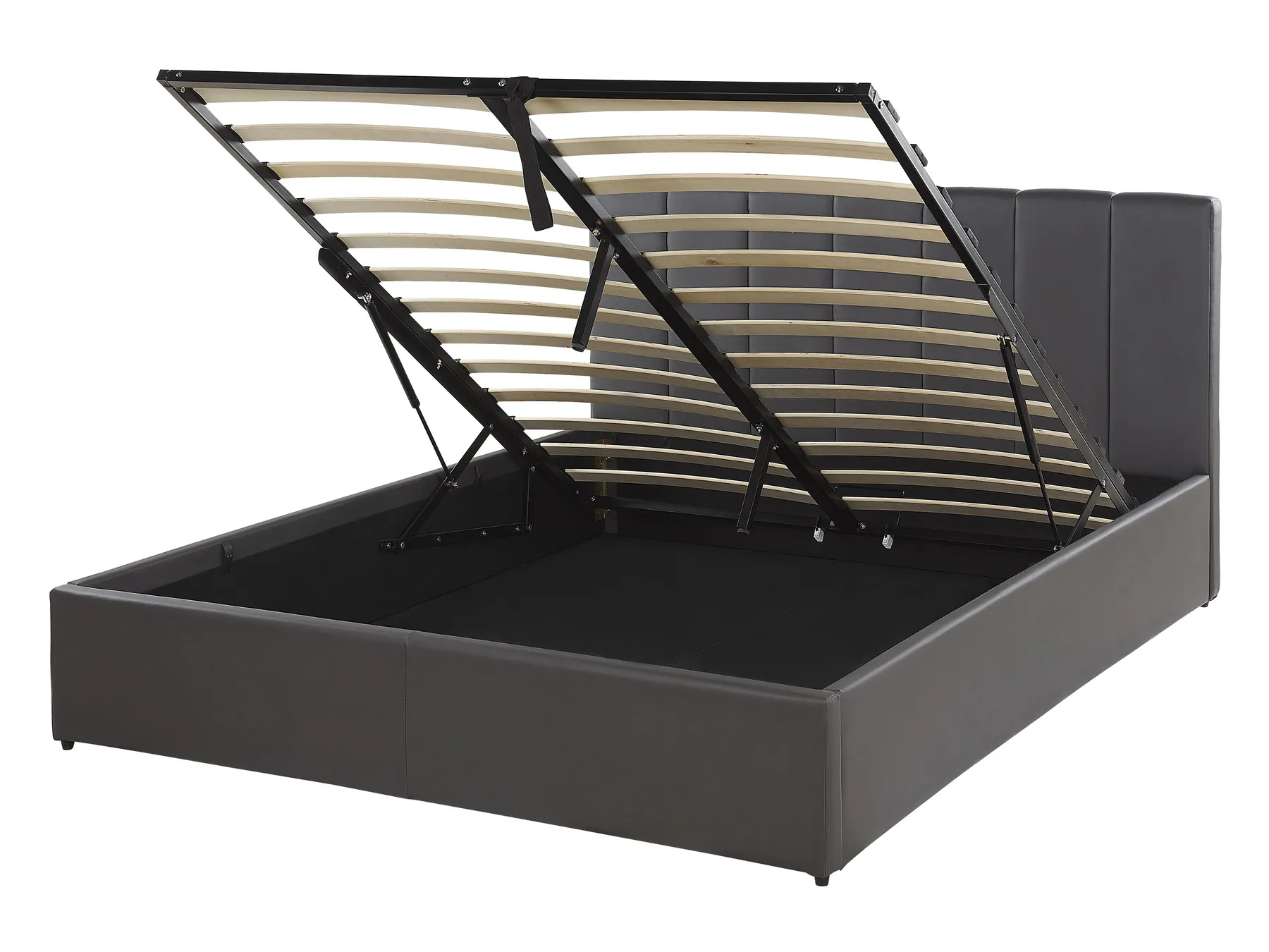 Ottoman Bed DREUX Faux Leather Dark Grey 140 x 200 cm (EU Double)_793179